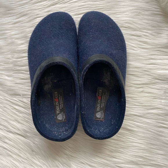 Haflinger GZL Leather Trim Grizzly Clogs 39 Navy - Picture 9 of 12